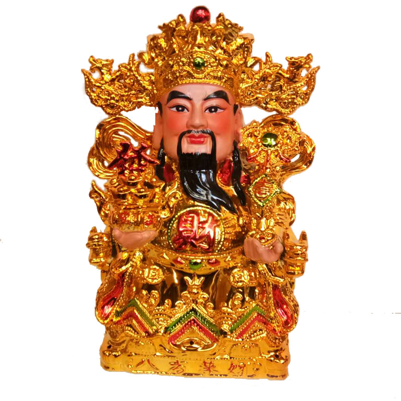 文武财神观音 镀金财神爷家居工艺品摆件支持定制陶瓷佛像佛具