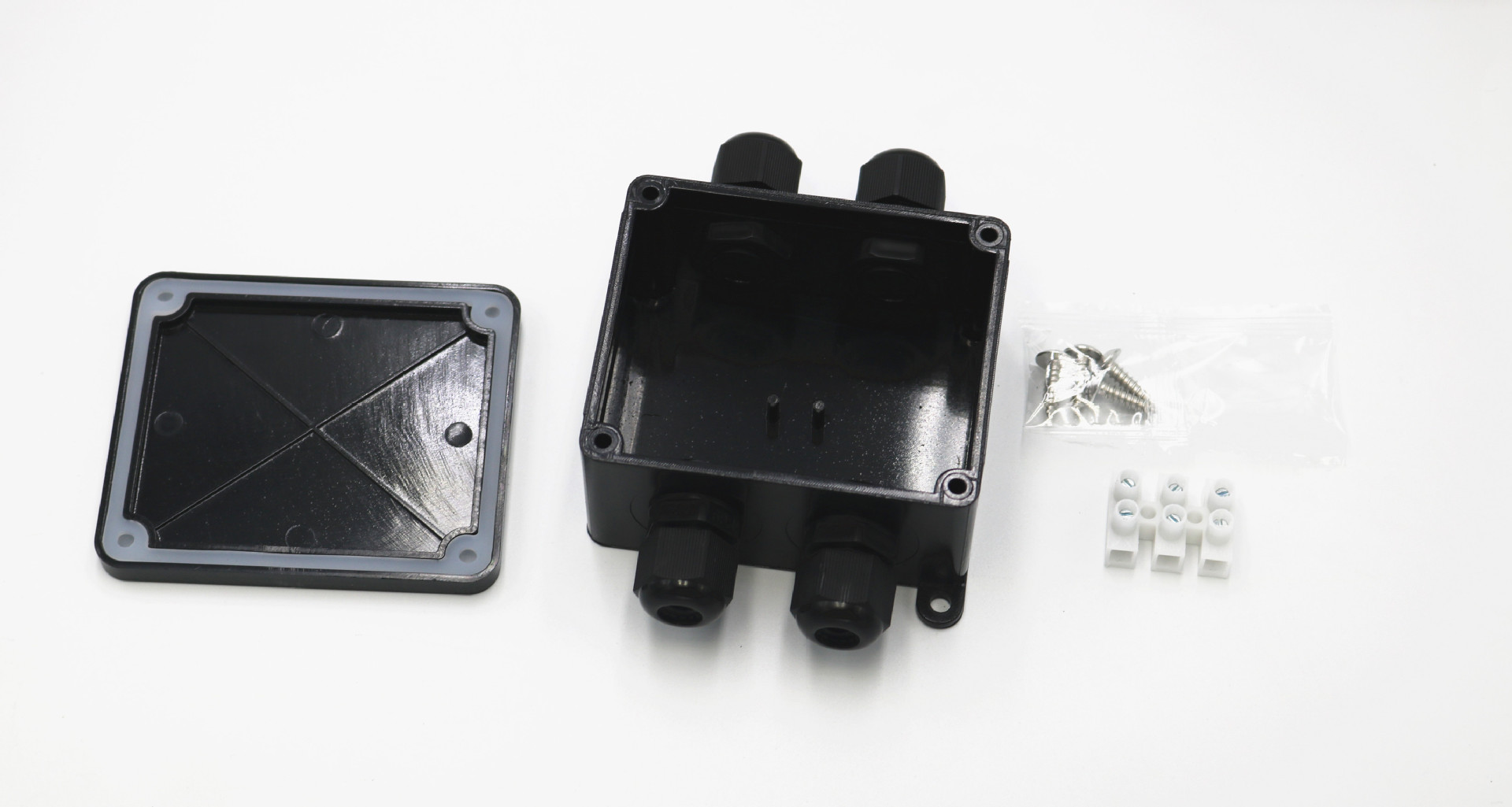 ip68防水接线盒二进二出黑色塑料分线盒led路灯地埋灯户外接线盒