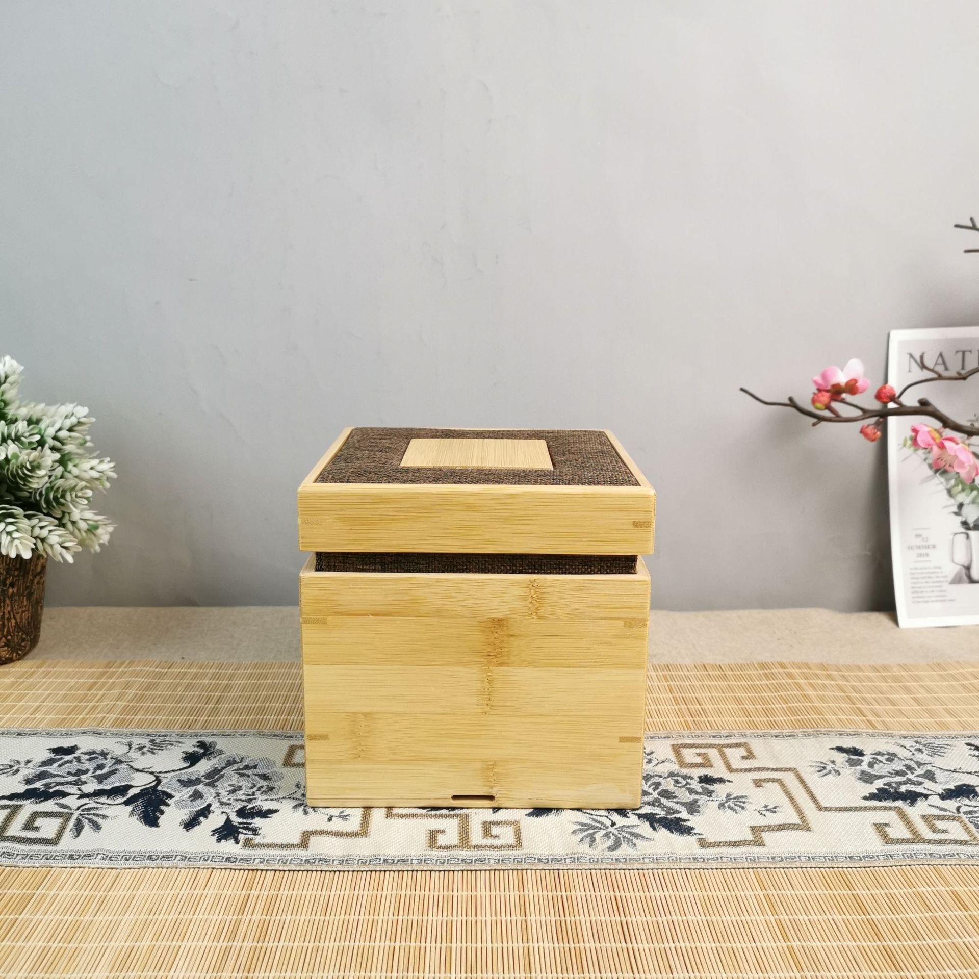 竹盒带麻盒竹木包装盒定制礼品包装方形竹盒工艺品首饰盒批发定做