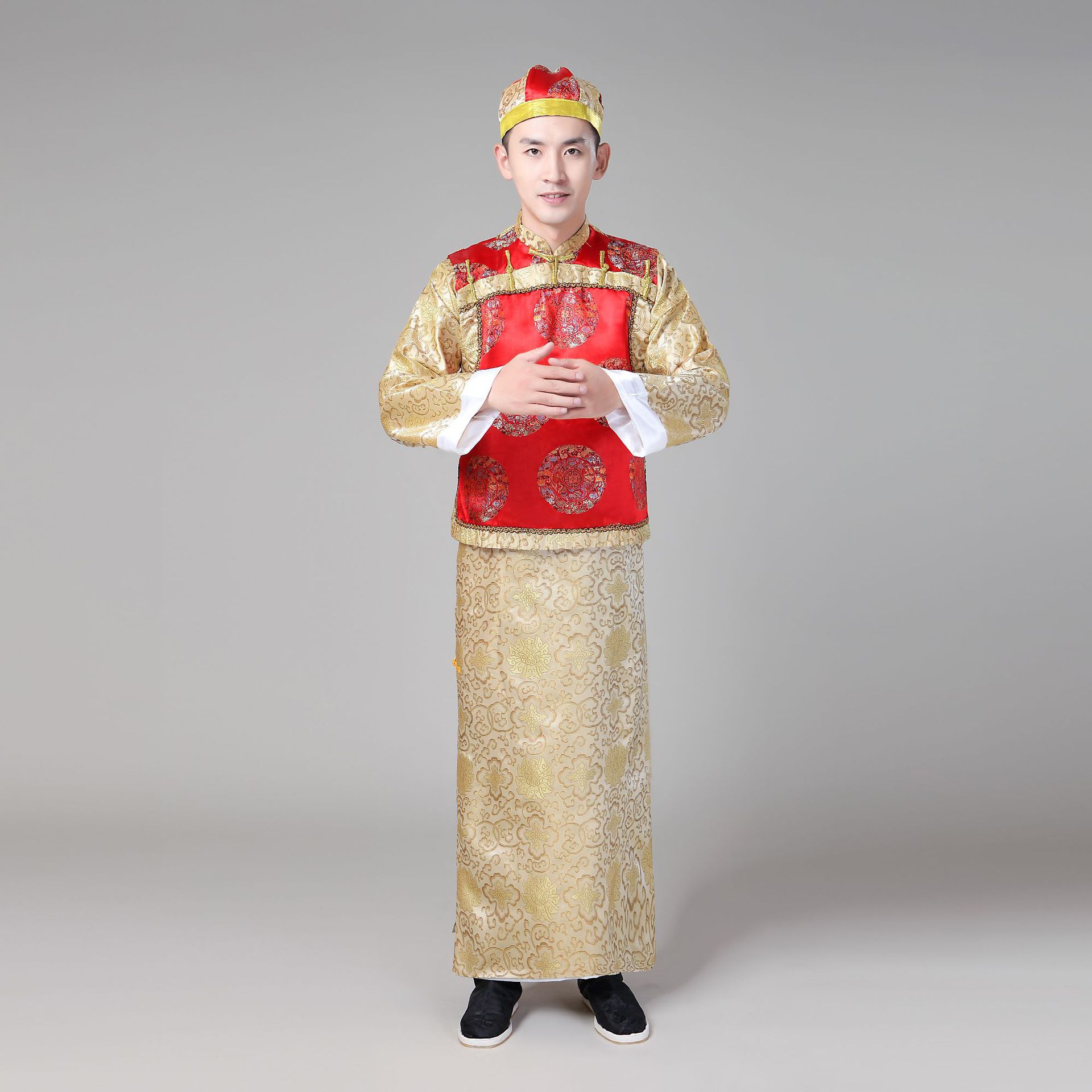 清朝阿哥服装满族古装批发男成人贝勒爷地主年会运动会舞台演出服