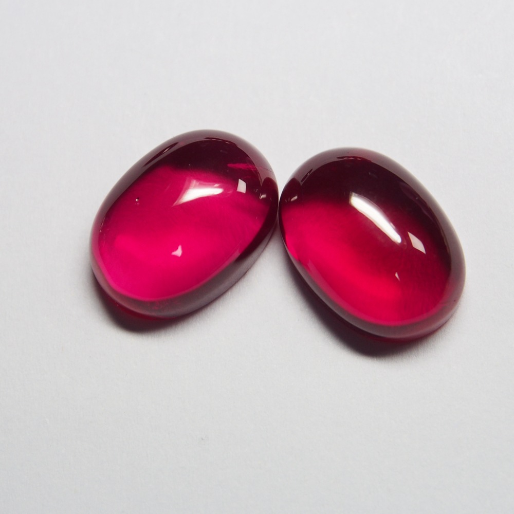 现货椭圆形戒面合成红刚玉蛋型平底素面人造红宝石戒指配石批发