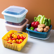 双层带盖塑料沥水篮密封水果五谷杂粮家用厨房干果收纳盒保鲜盒