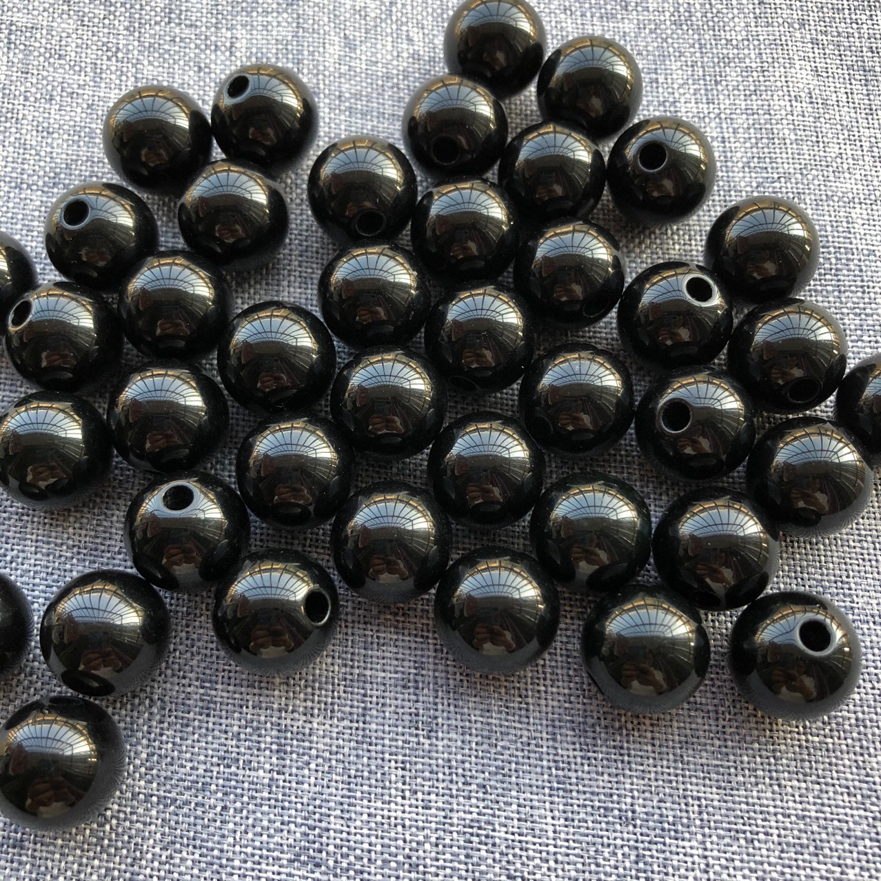 aaa级亚克力大孔珠实色黑色直孔圆珠光珠diy串珠包包散珠批发