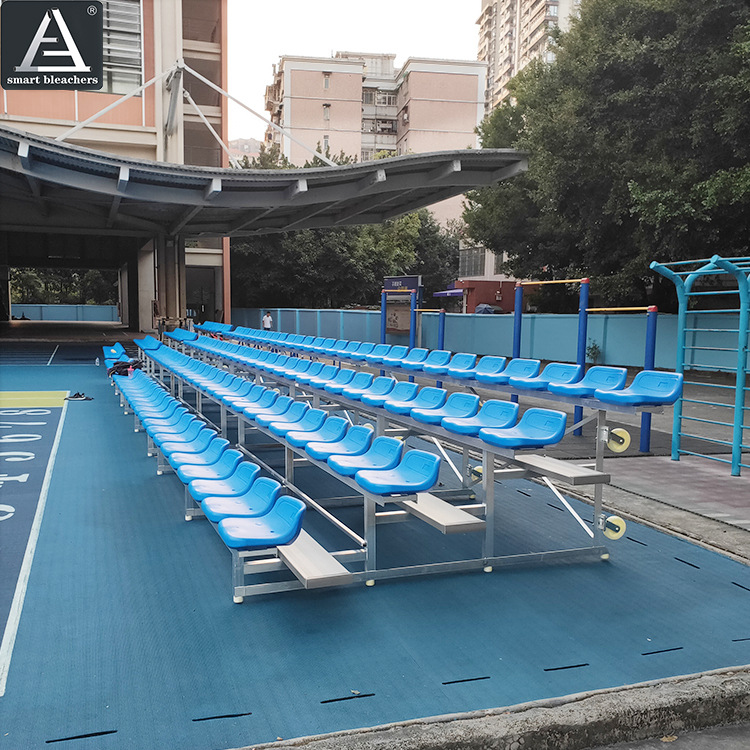 深圳国际学校室内球馆伸缩折叠看台 小学生用安全欧标移动看台