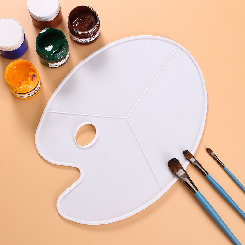 水粉调色盘椭圆形三线调色板 调色水彩颜料调色盒 塑料调色板批发