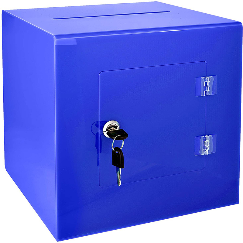 厂家定制透明亚克力盒子带锁捐款募资箱pmma彩色卡片盒子投票箱