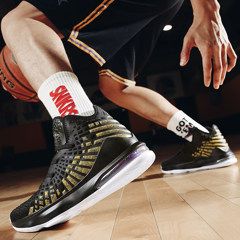 10少年高帮詹姆斯篮球鞋12鸳鸯大码男鞋13初中学生情侣运动鞋15岁