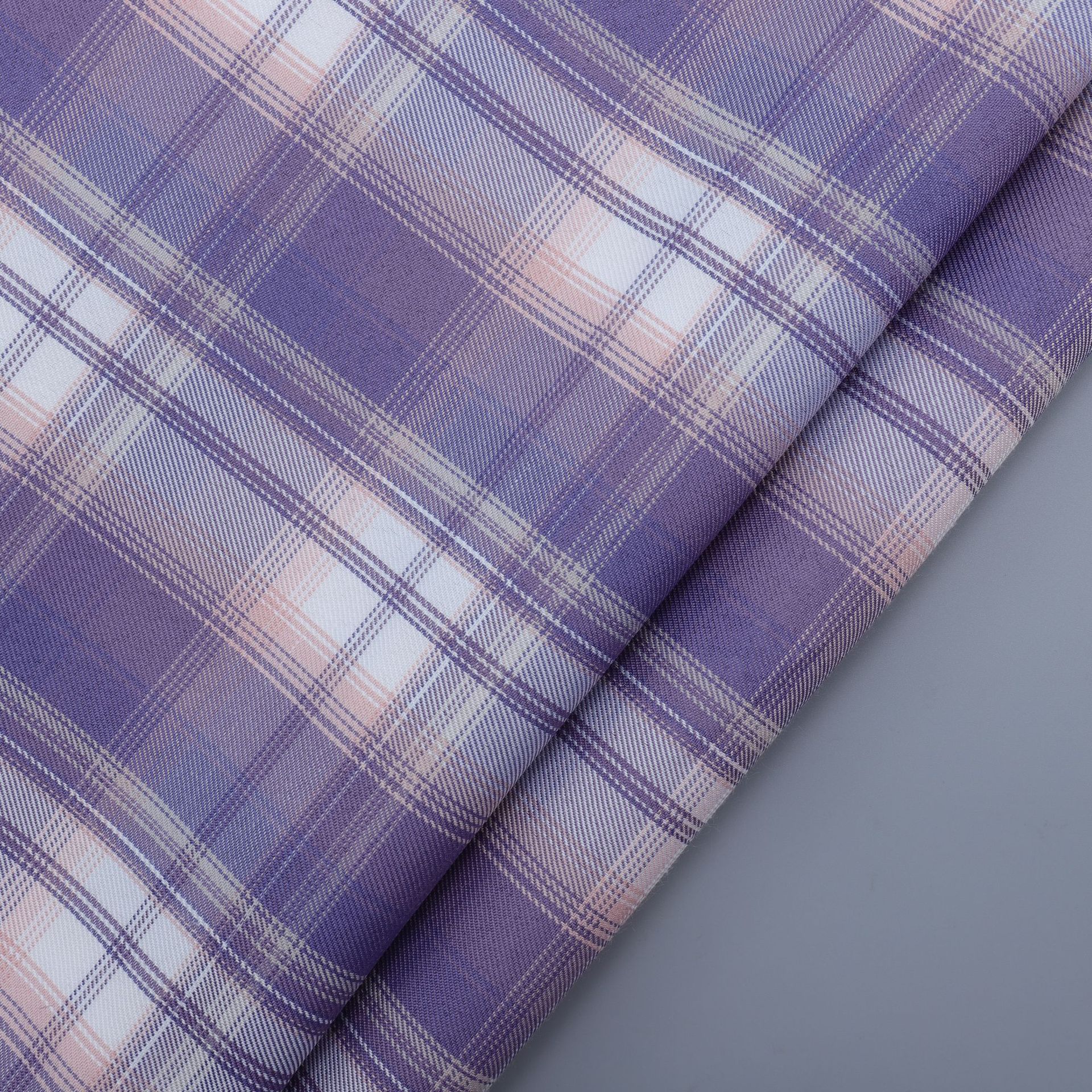 芋泥蛋糕 全涤色织斜纹紫色jk格裙箱包鞋帽领结lo裙装饰面料现货