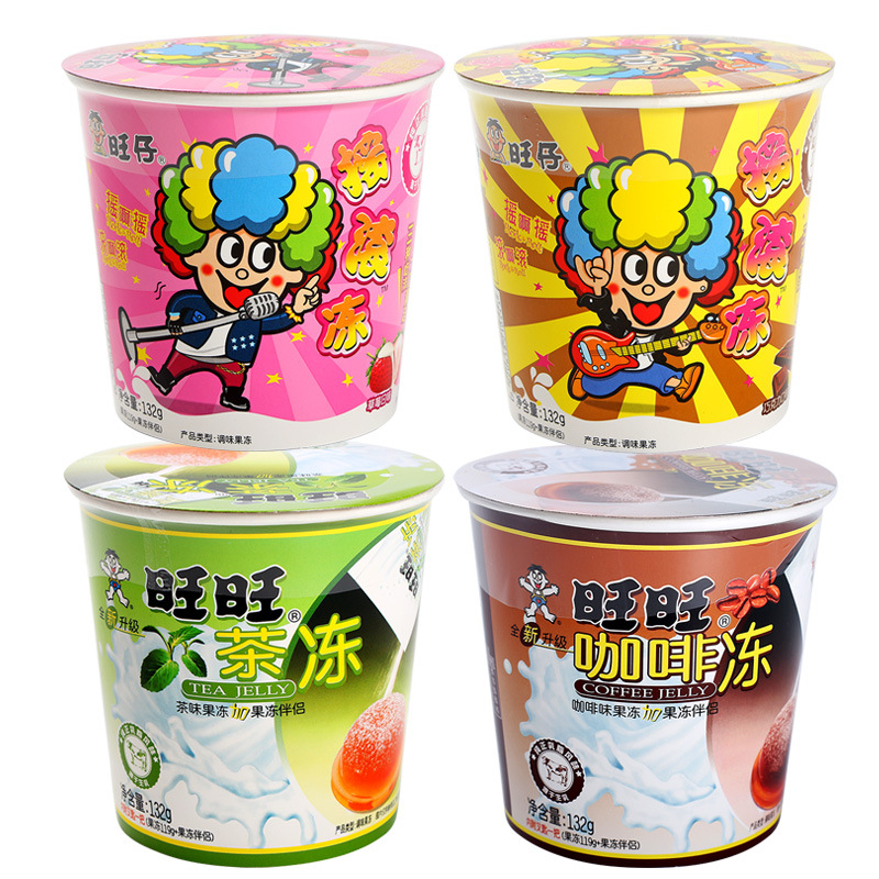 旺旺摇滚冻132g盒草莓味咖啡味巧克力味茶冻批发整箱16盒