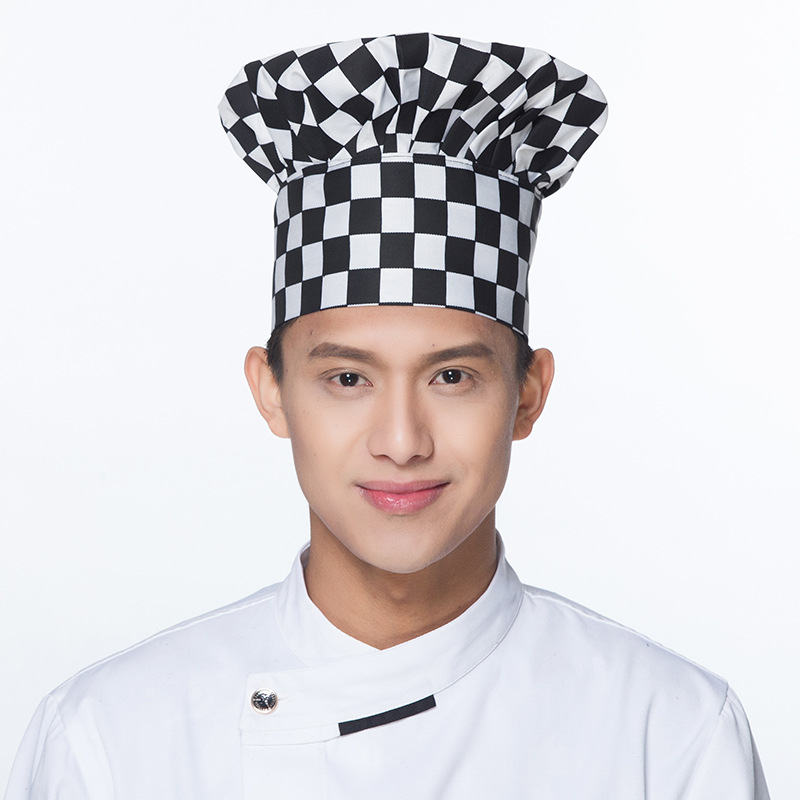 厨师帽子男厨师工作帽白色蘑菇帽餐饮酒店饭店厨房饮防油烟棉布帽