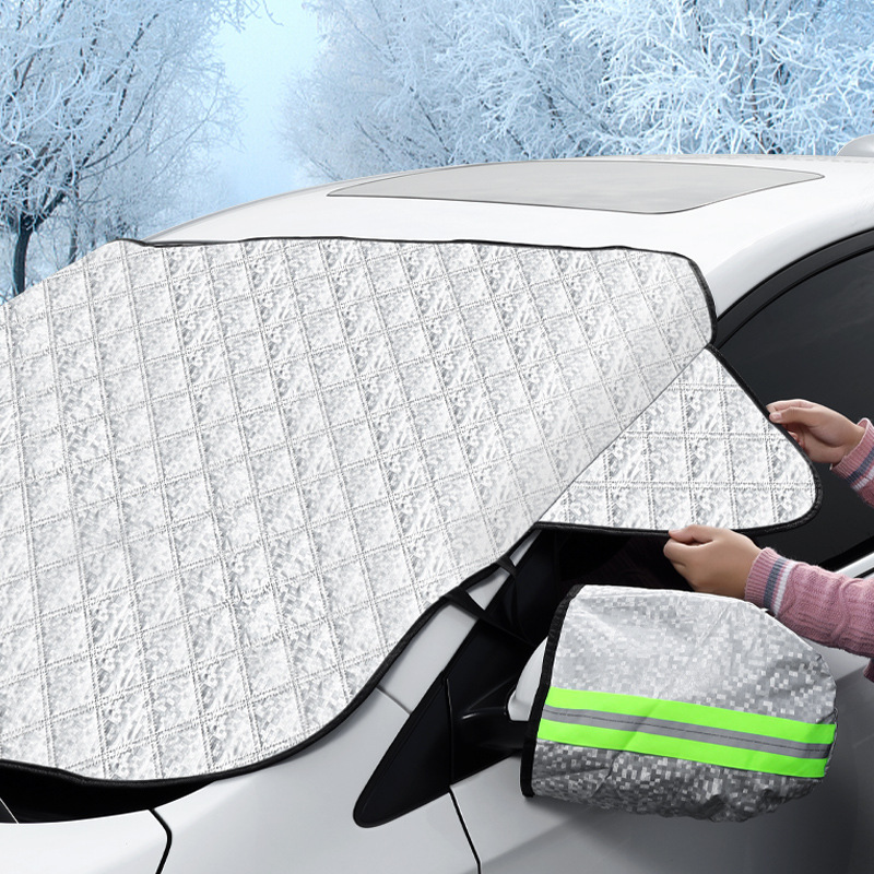 Car Snow Cover Winter Front Windshield Glass Antifreeze Cover Winter Front Windscreen Sun Shade Thickening Snow and Frost Proof Cover Cloth