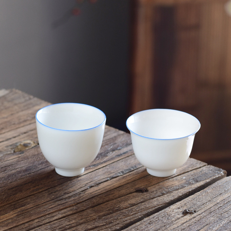 甜白薄胎小茶杯功夫茶杯茶具小品茗杯主人杯茶盏单杯小茶logo