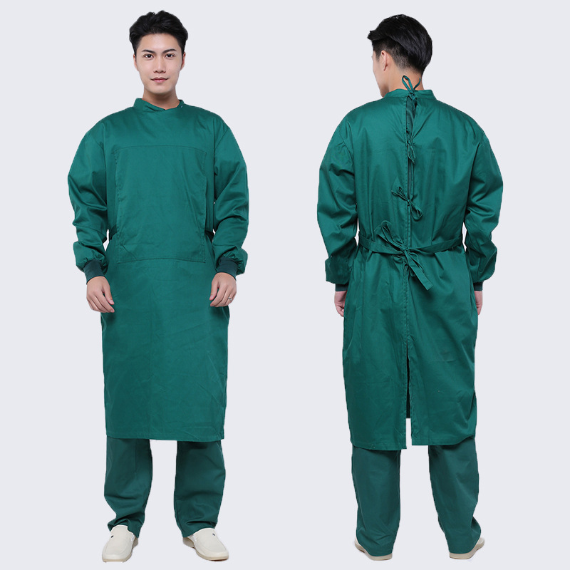 手术室用品厂家直销墨绿色浅蓝色纯棉手术衣隔离衣医生服手术服