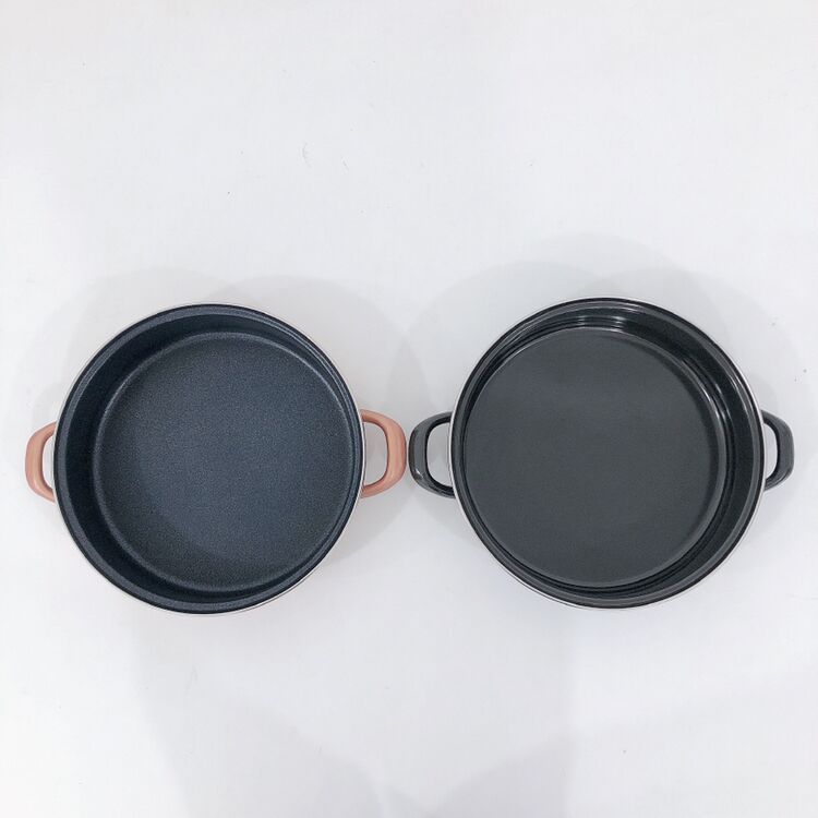 厂家直销 搪瓷平底锅无涂层不粘烤肉煎锅铁锅双耳炒锅电磁炉燃气