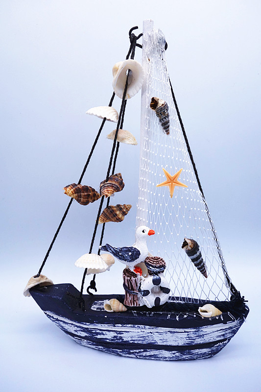 厂家直供地中海风木质贝壳海螺帆船景区地摊货源贝壳手工艺品