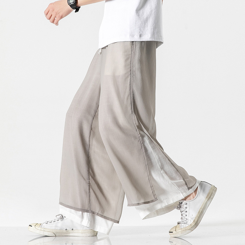 阔腿裤男飘逸坠感居士亚麻仙气休闲裤宋裤中国风汉服喇叭裤禅修裤