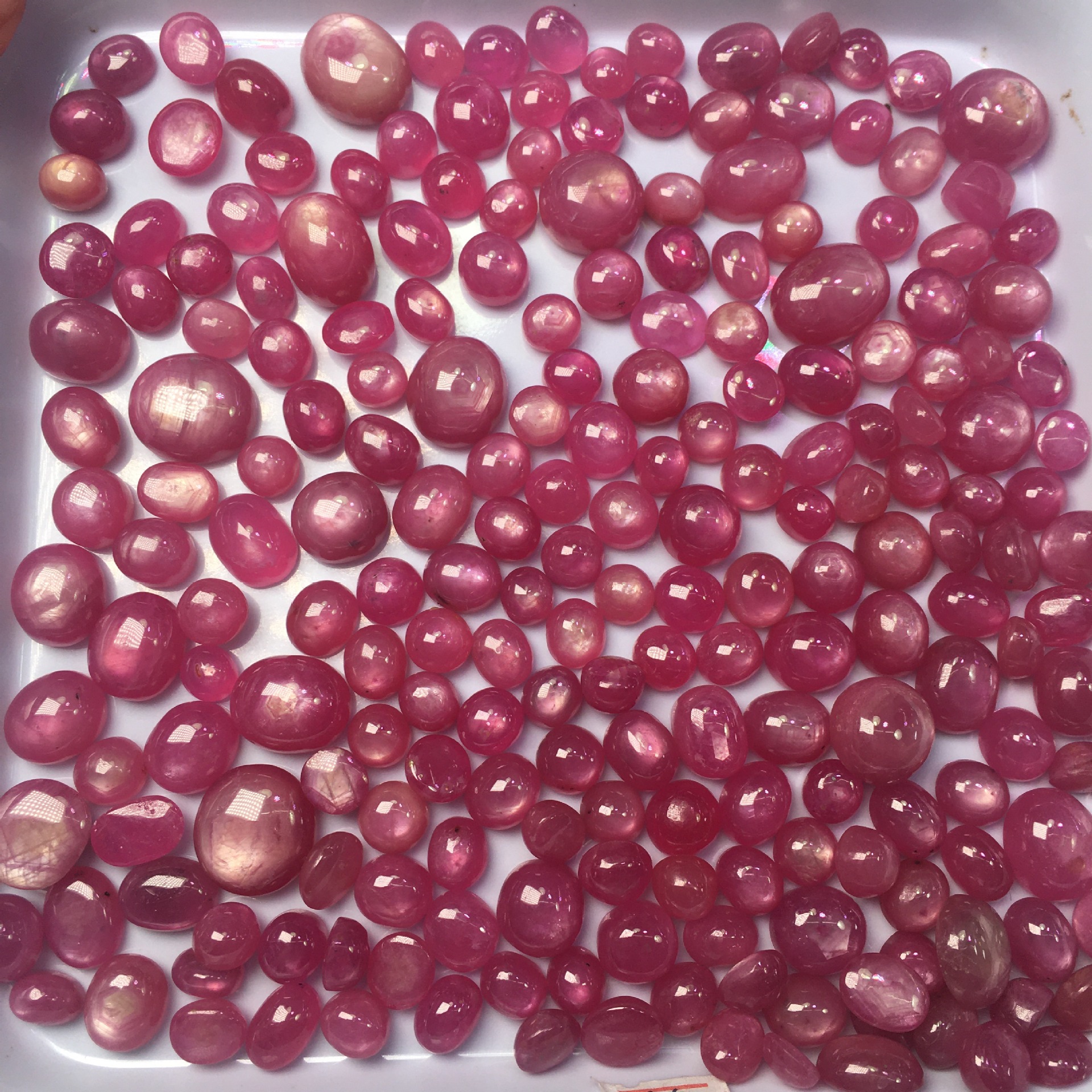 天然红宝石裸石戒面 猫眼红宝石椭圆形圆形裸石戒面批发 手工镶嵌