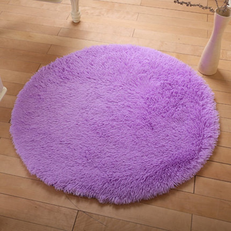 Solid Color Simple round Silk Wool Carpet Living Room Plush Sofa Cover Tea Table Cloth Bedroom Bed Side Length Wool Blanket