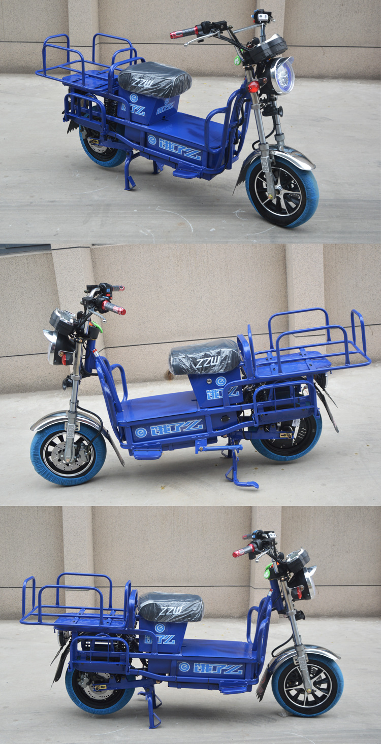 载重王电动电瓶车外卖送餐电摩60v72v两轮拉货大力神长跑王锂电车