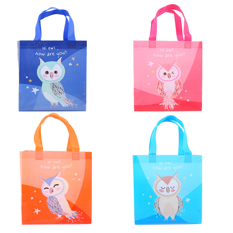 Amazon Cartoon Non-Woven Bag Film Hot-Pressed Color Shopping Bag Student Tuition Handbag New Manufacturer