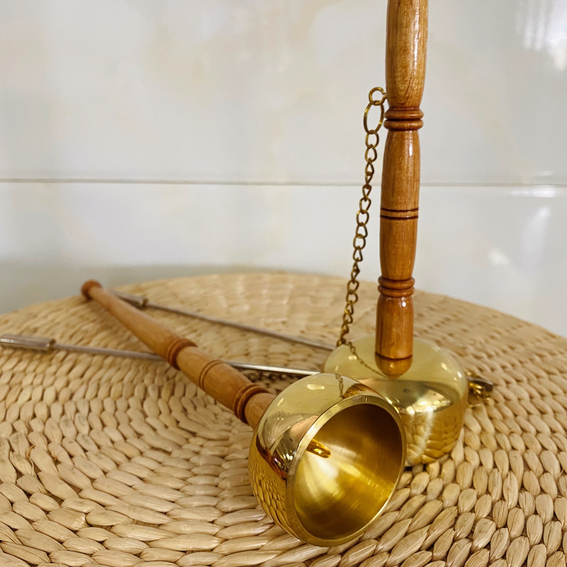 【信德信五金佛具厂】佛教用品法器/长柄引庆/纯铜引磬/木柄引罄