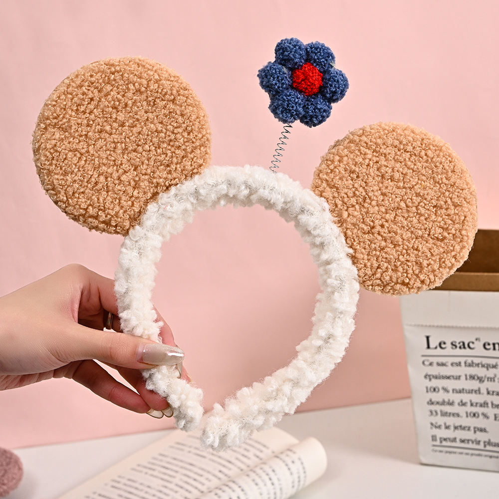 Korean Style Internet Celebrity Pcs Little Red Flower Headband Wholesale Mickey Big Ears Face Wash Hair Band Cute Cartoon Small Flower Headband