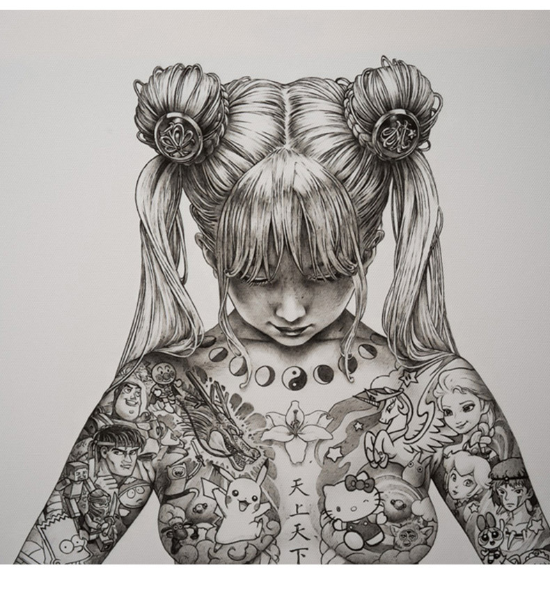 大友升平平成圣母装饰画潮牌卡通动漫挂画纹身店酒吧工作室潮流画