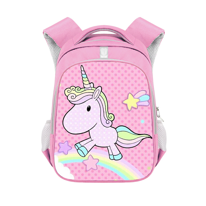 2021 New Unicorn Printing Primary School Girls Schoolbag Polyester Burden Alleviation Backpack Large-Capacity Backpack Can Be Sent on Behalf