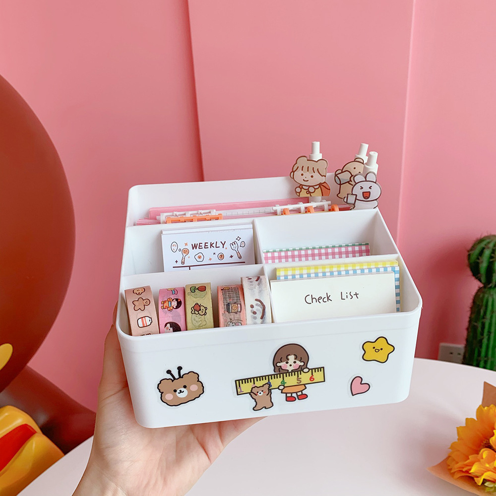 INS Internet Celebrity Simple Desktop Storage Box Student Dormitory Cosmetic Organizing Box Cotton Swab Cotton Puff Sundries Storage