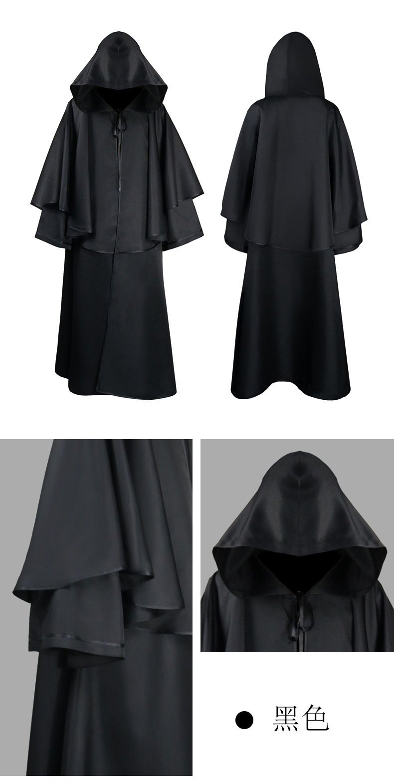 中世纪5色披风万圣节连帽长袍和尚长袍斗篷长袖巫师向导死神斗篷