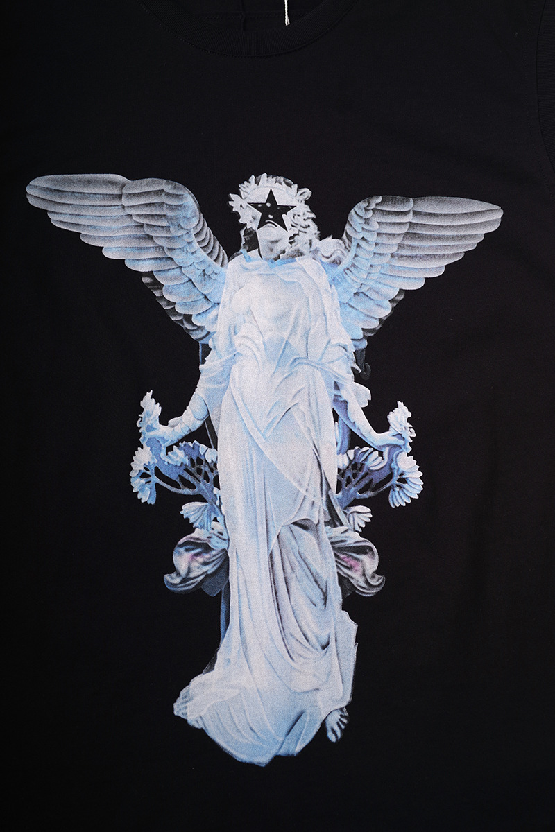 原创潮牌自由女神天使印花背心男女同款g家情侣半袖无袖t恤短袖