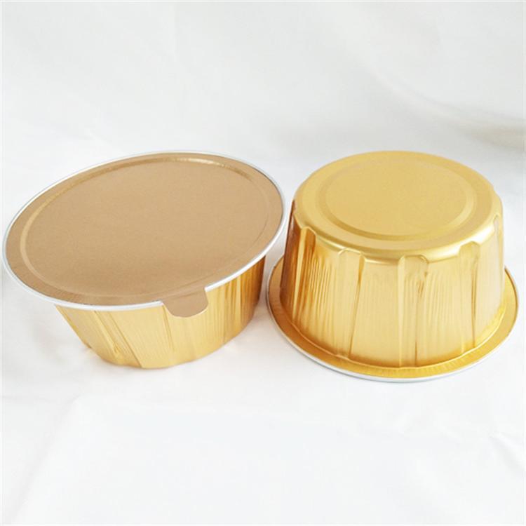 圆形950ml高端金色铝箔餐盒 一次性外卖打包锡纸盒汤碗煲仔饭盒