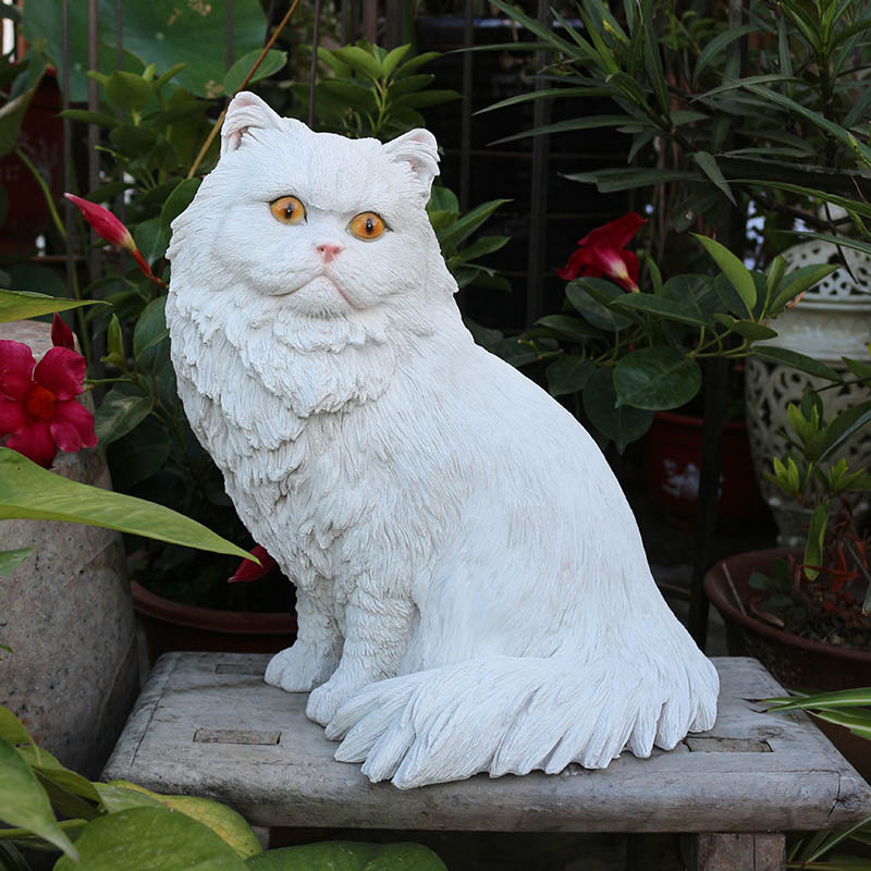 Simulation Persian Cat Decoration Cute Animal Resin Model Fake Cat Doll Home Decoration Living Room TV Cabinet Decoration