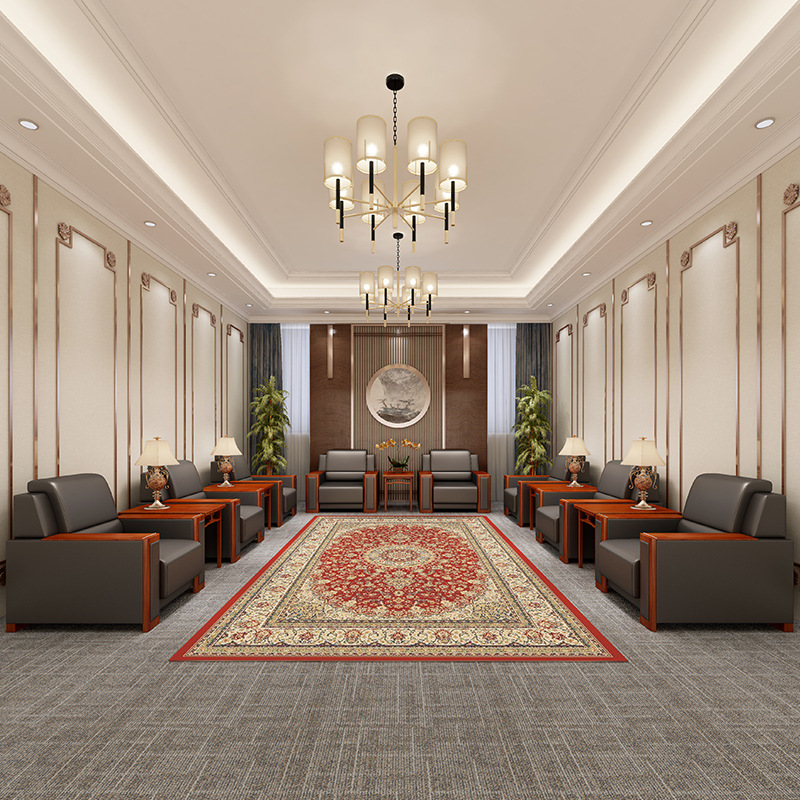 办公沙发单人位贵宾接待会议室商务会客厅简约沙发办公室茶几组合