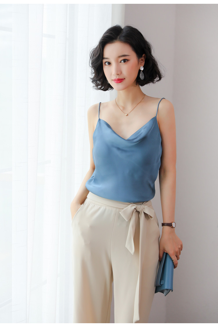 小吊带背心女士外穿无袖上衣缎面性感吊带打底背心2022夏季新款