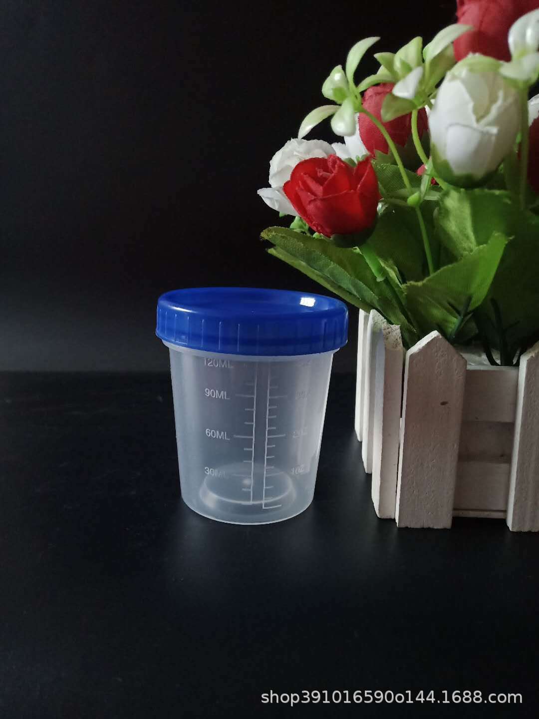 量杯塑料量杯120ml带盖量杯带刻度生物实验小桶带量杯 家用 毫升