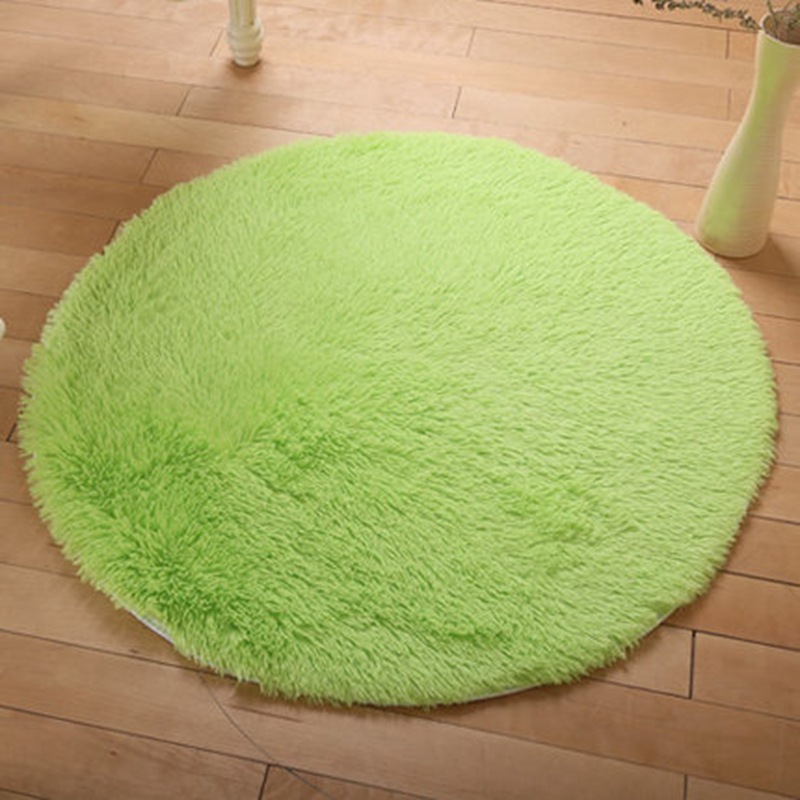 Solid Color Simple round Silk Wool Carpet Living Room Plush Sofa Cover Tea Table Cloth Bedroom Bed Side Length Wool Blanket