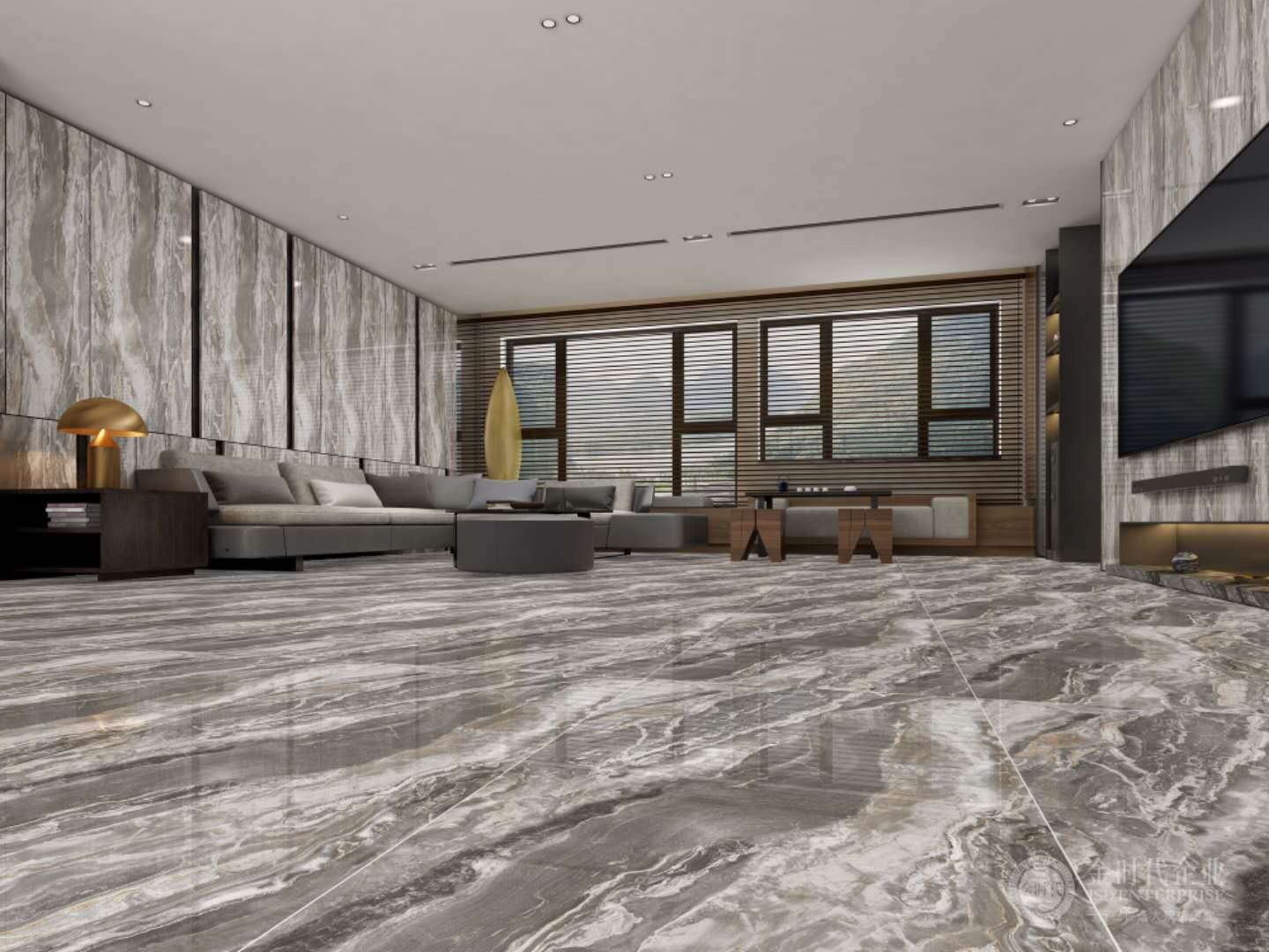 自由连纹通体大理石瓷砖600*1200 白色灰色简约客餐厅防滑地砖