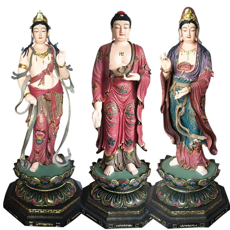 树脂玻璃钢塑像佛像西方三圣 东方三圣像河南佛像厂直销