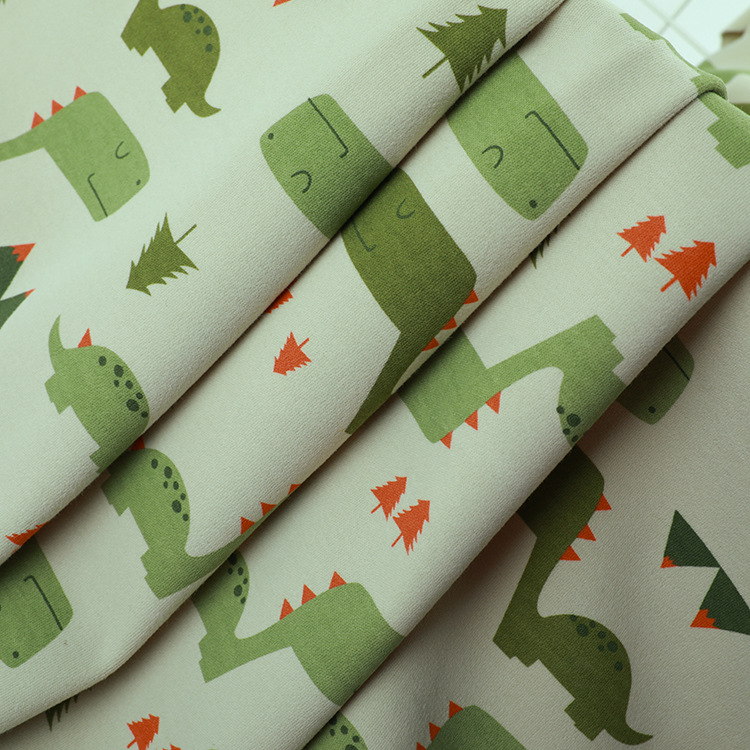 40s羊毛拉架磨毛印花布 针织莱卡印花双面布 秋冬家居服睡衣面料