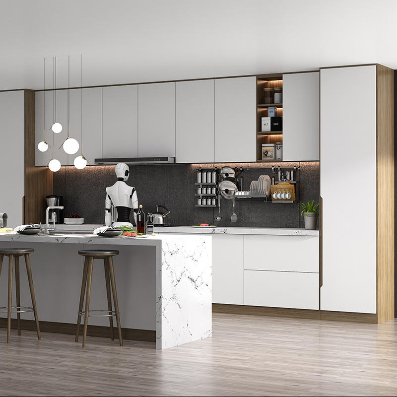 厨房厨柜整体全屋定制家用开放式橱柜简约石英台面灶台柜一体定制