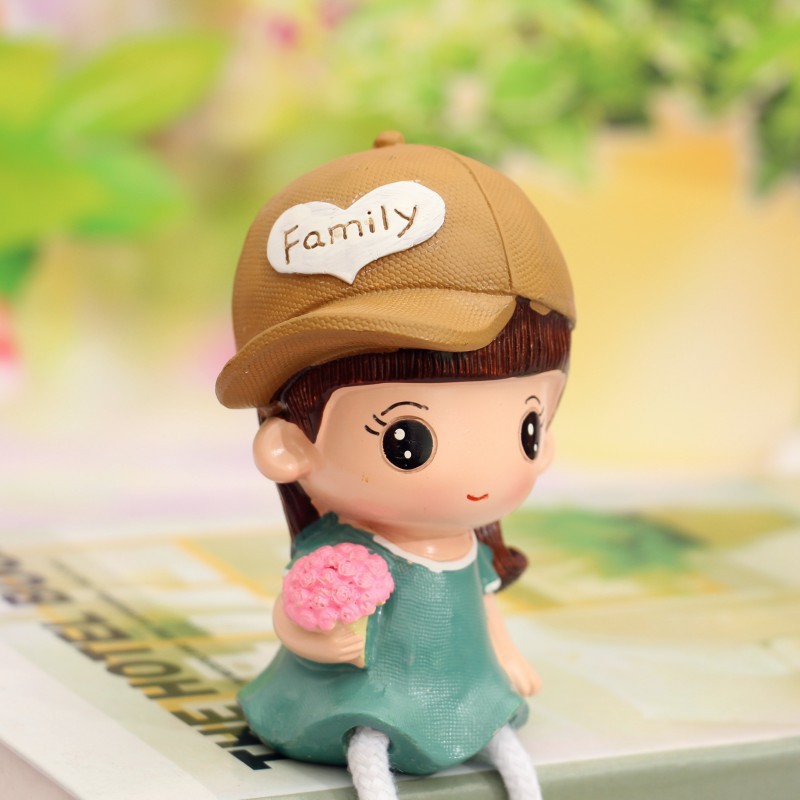 创意快乐一家人四口吊脚娃娃树脂工艺礼品客厅酒柜电视柜装饰品