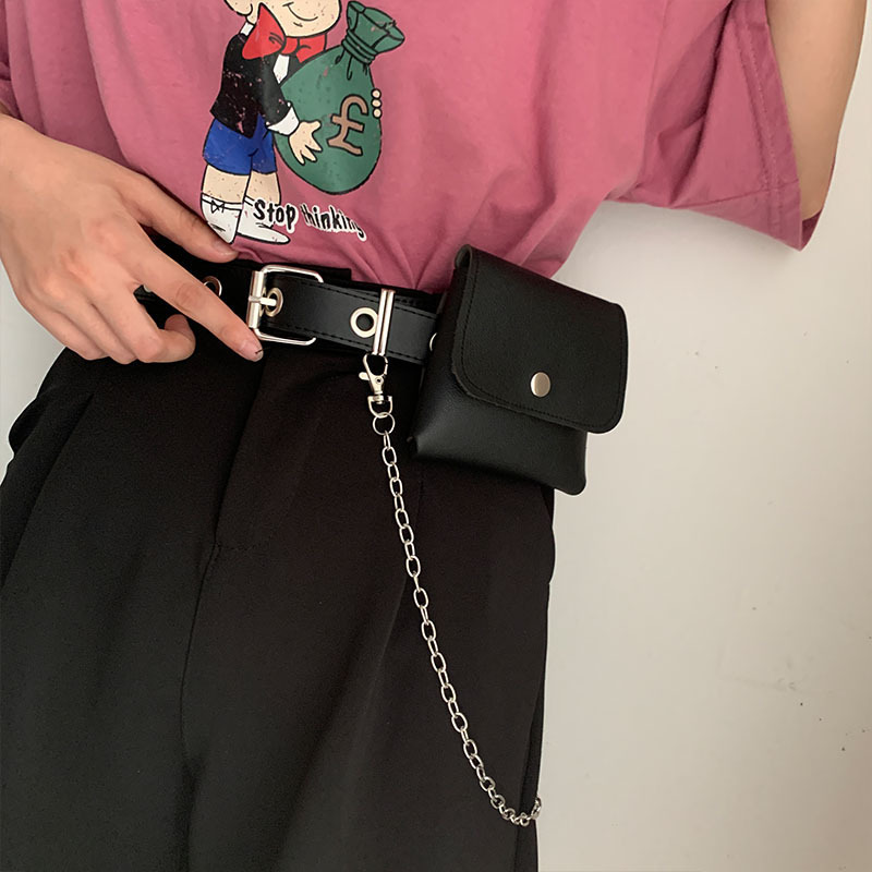 Punch-Free Belt Women's Fashion Accessories Versatile Chain Belt Women's Small Waist Bag Bag Decorative Skirt Super Cool