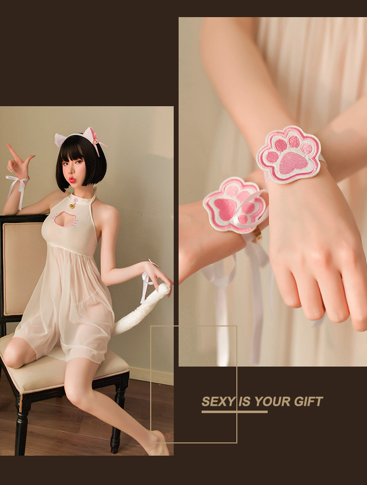 霏慕情趣内衣制服诱惑日系性感角色扮演猫咪透明睡裙套装外贸6947