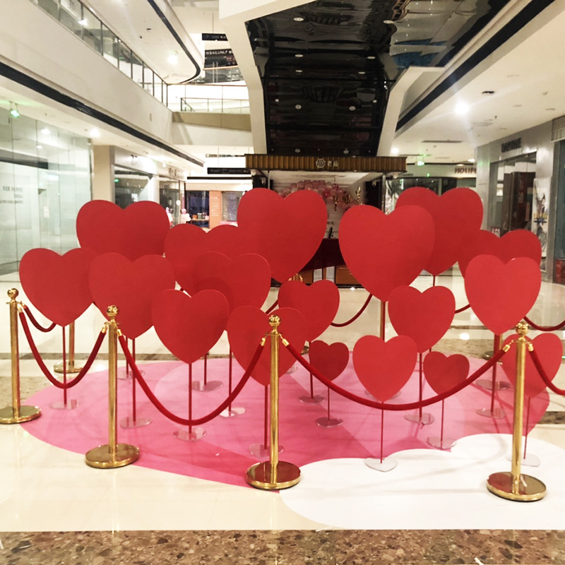 国庆节美陈场景布置pvc心形爱心摆件商场女服装店铺橱窗装饰道具