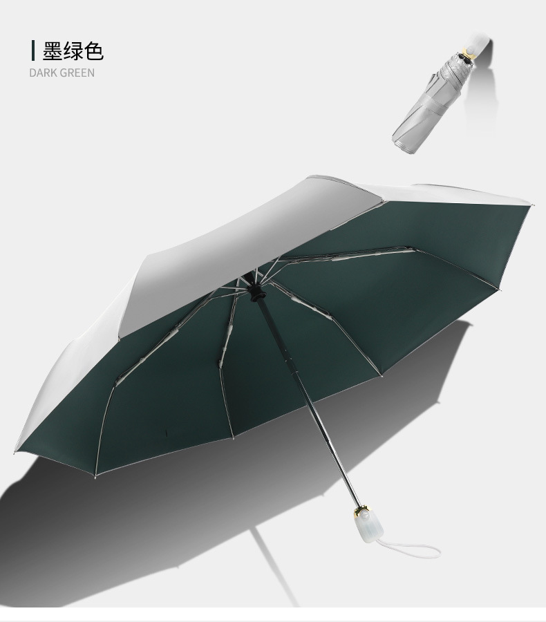 钛银全自动雨伞折叠防晒伞女超轻自动三折伞超强防紫外线晴雨伞女