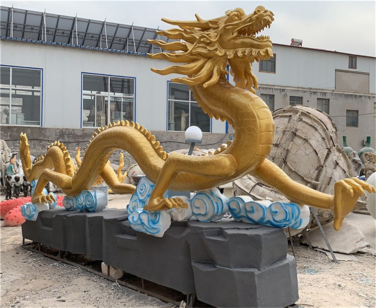 铸铜雕塑厂家制作黄铜龙塑像 工艺品雕塑厂家制作公园铜龙塑像