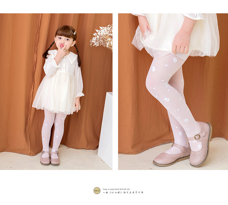 儿童丝袜夏季超薄款女童连裤袜宝宝公主兔子星星白色小女孩打底裤