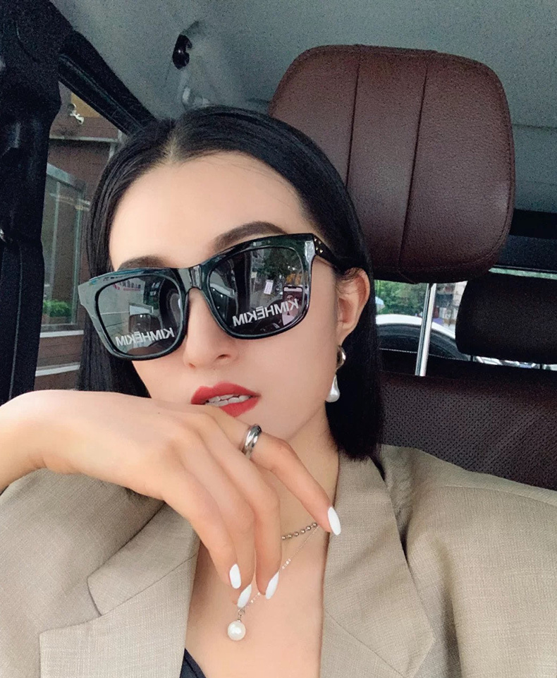 kimhekim墨镜王柳雯同款太阳镜logo字母板材sunglass韩国潮牌眼镜