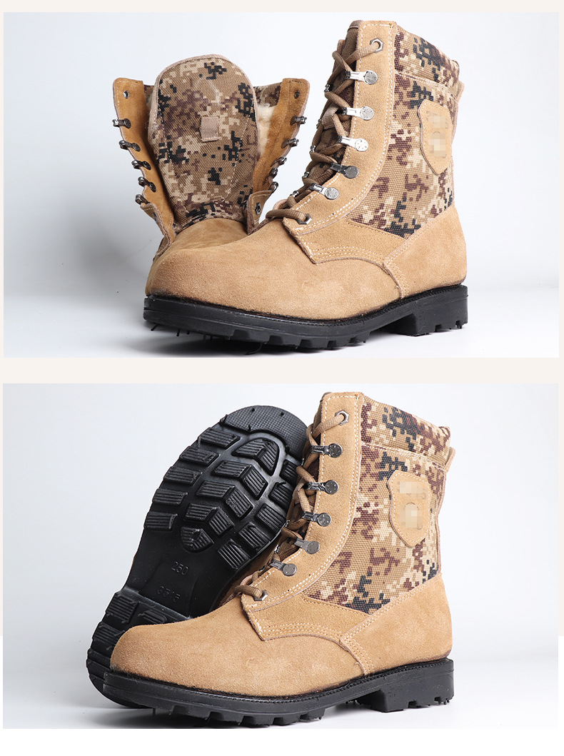 冬季高帮防寒靴男羊毛真皮军靴棉靴东北加厚雪地靴保暖爸爸棉鞋